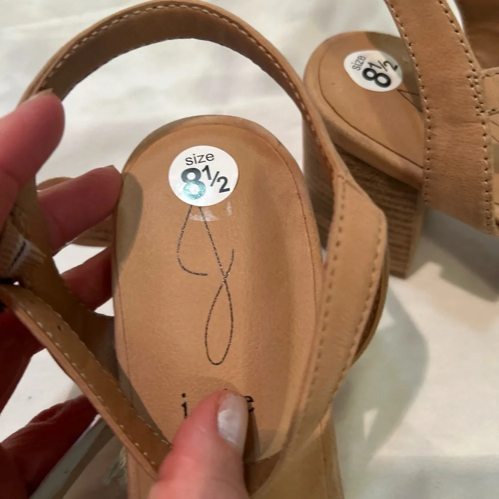 Joie Beige Block Heel Adjustable Buckle Strap Leather Open Toe Cushion size 8.5 - Picture 7 of 8